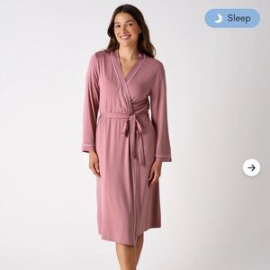 Little Sleepies Rose Dust Wrap Robe with Contrast Piping